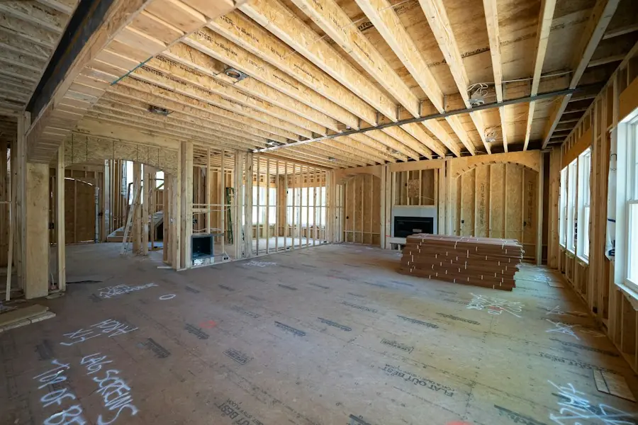 Open framed interior with a new beam (placeholder photo)