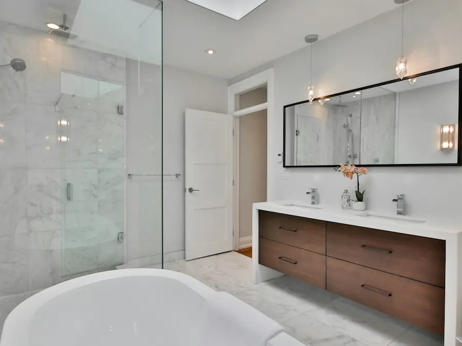 Primary bathroom with a freestanding tub (placeholder photo)