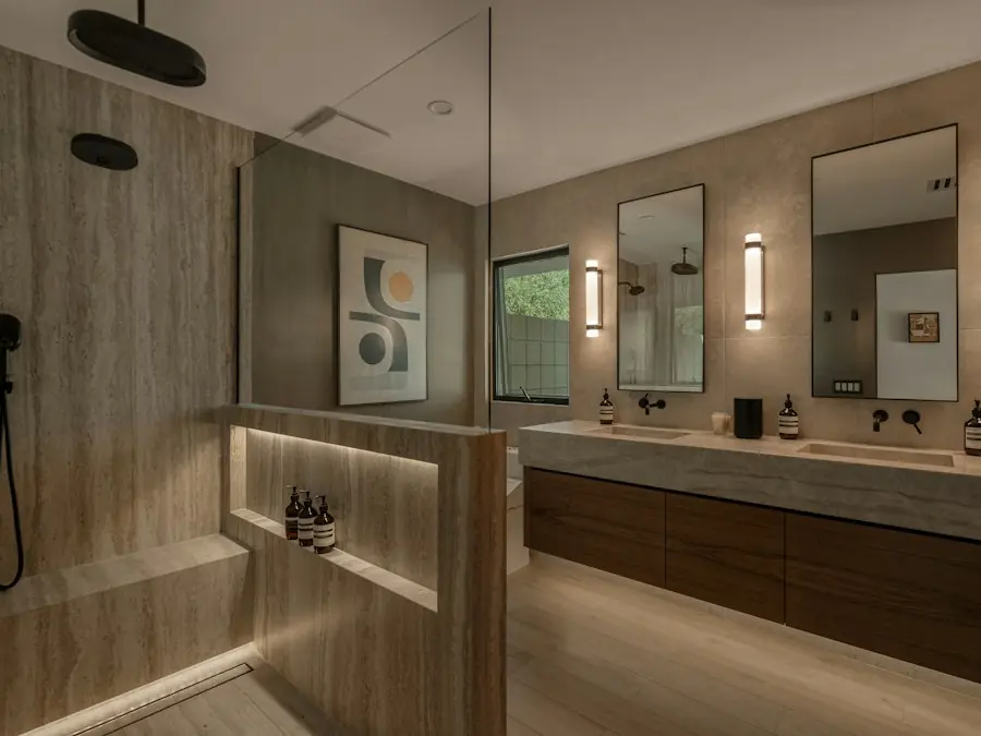 Remodeled bathroom vanity and lighting (placeholder photo)